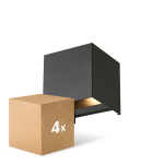 Multipack 4x D'Lite LED Wall Light Elingen Aluminium Black 4.9W 480lm - 830 Warm White